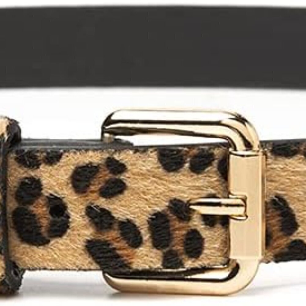 Leopard Leather Belt for Women Alloy Buckle Pants Jeans Dresses Accessory